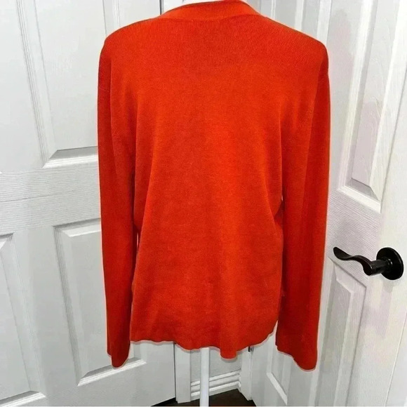 J. Jill v neck orange, long sleeve, pullover, sweater w  sleeve slits - Picture 4 of 7